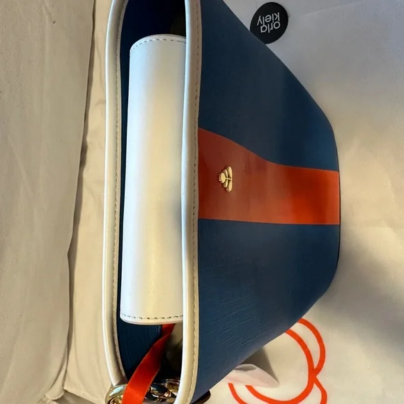 Orla Kiely NWT Blue and Orange Bucket Bag with Brown Handle - Picture 5 of 8